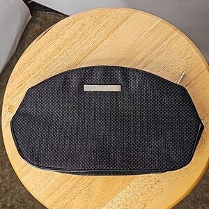 Clutch by Giorgio Armani Black Textured Material Silver hardware